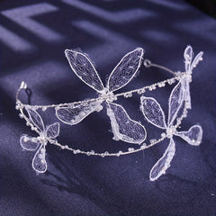 Double Layer Headband With Lace Butterfly Bridal Wedding Hair Accessories