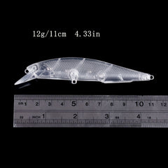10pcs 12g Unpainted Minnow Lures DIY Fishing Tackle