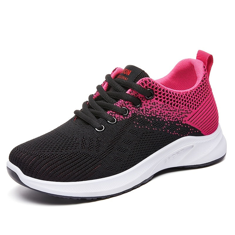 Women's Colorblock Knit Sports Shoes Lightweight Running Tennis Sneakers
