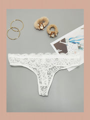 Sexy Lace Thongs with Scallop Trim, Set of 3
