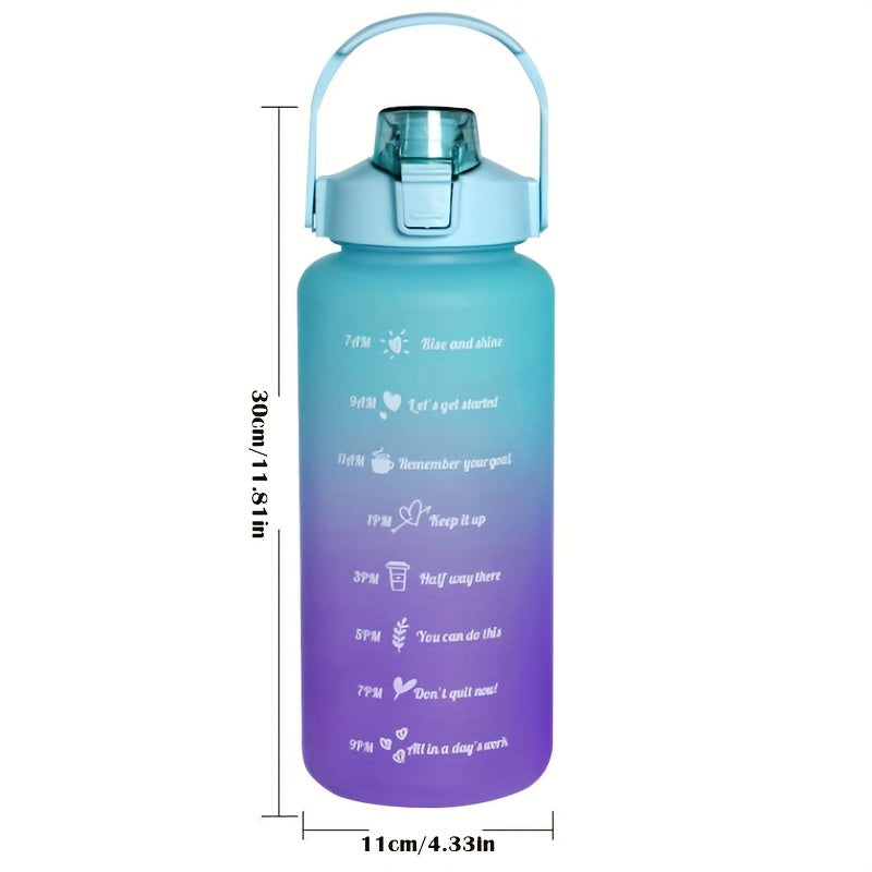 Gradient Plastic Water Cup With Straw Large Capacity