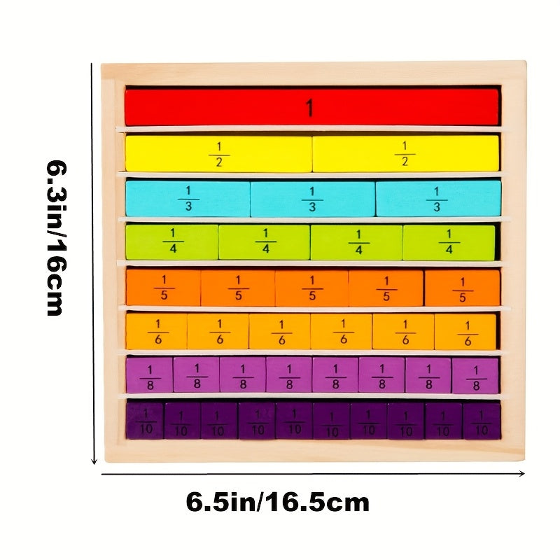 Wooden Fractions Toy Number Decomposition Puzzle Board for Kids
