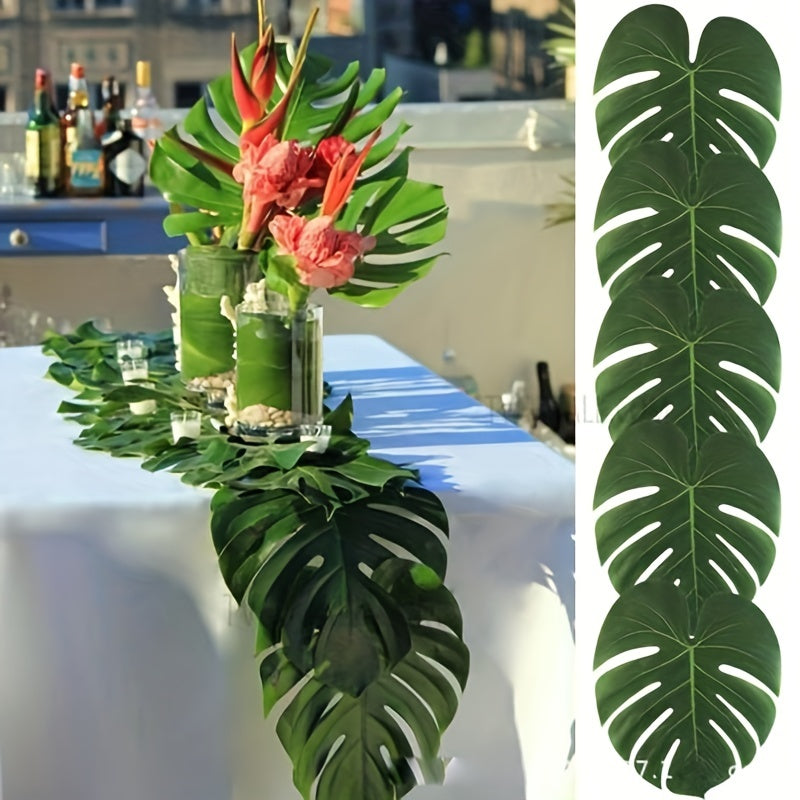 12pcs Tropical Palm Leaves for Summer Parties & Home Decor