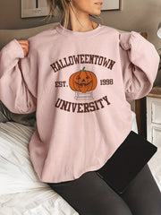 Halloween Print Sweatshirt Long Sleeve Crew Neck Sweatshirt