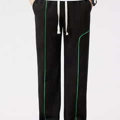 Contrast Stitching Joggers Men's Casual Loose Fit Stretch Waist Drawstring Pants