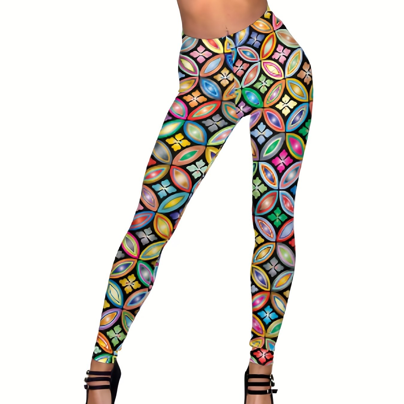 Hippie Style High Waist Leggings Skinny Casual Leggings Women's Clothing