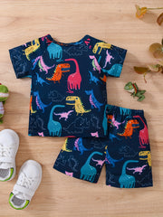 Boys Dinosaur Casual Outfit T-shirt & Shorts Set
