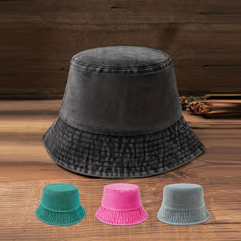 Distressed Bucket Hat Candy Denim Fisherman Cap