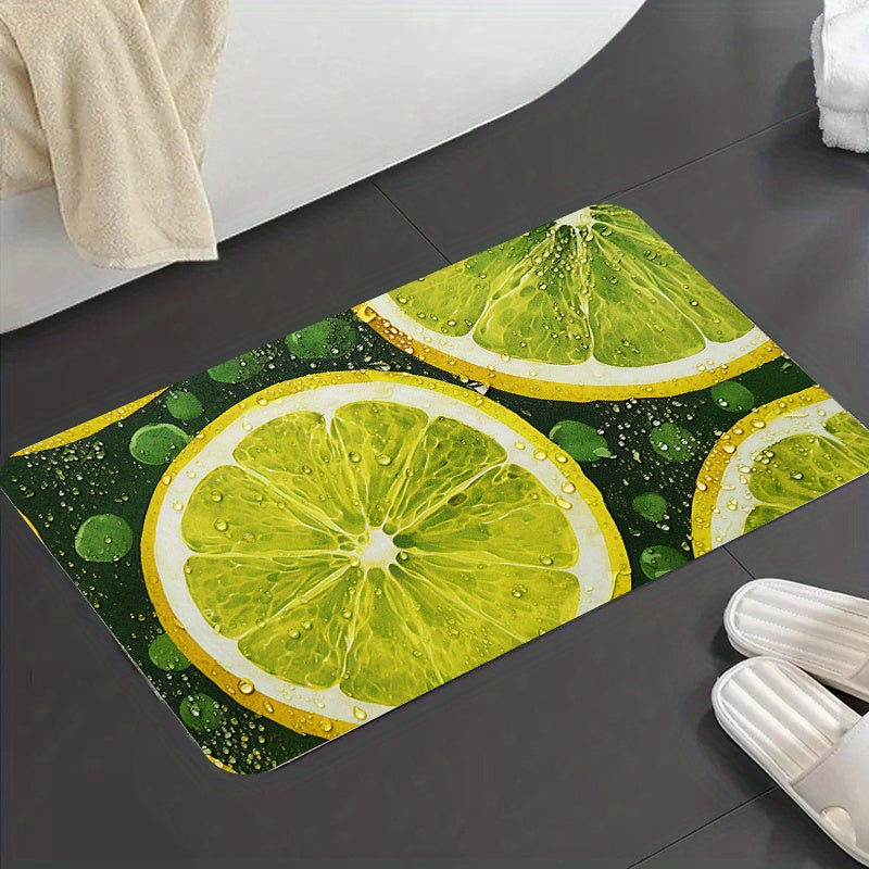 Flannel Kitchen Runner Rug Lemon Strip Carpet Non Slip Mat