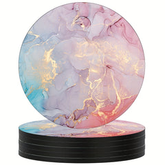 Colorful Marble Coasters Set of 6 Non-Slip Rubber Coasters