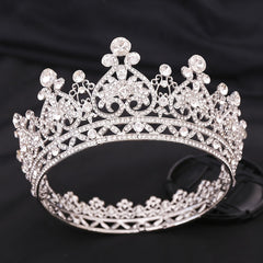 Baroque Crown Headband Round Rhinestone Tiara for Girls