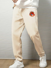 Men's Lion Print Sweatpants Elastic Waist Active Joggers