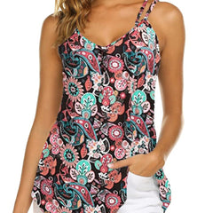Floral Print V Neck Cami Top Sleeveless Loose Fit Women's Clothing