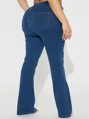 Flared Leg Stretch Denim Pants