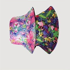 Boho Flower Print Bucket Hat Vintage Lightweight Sunshade Basin Hat