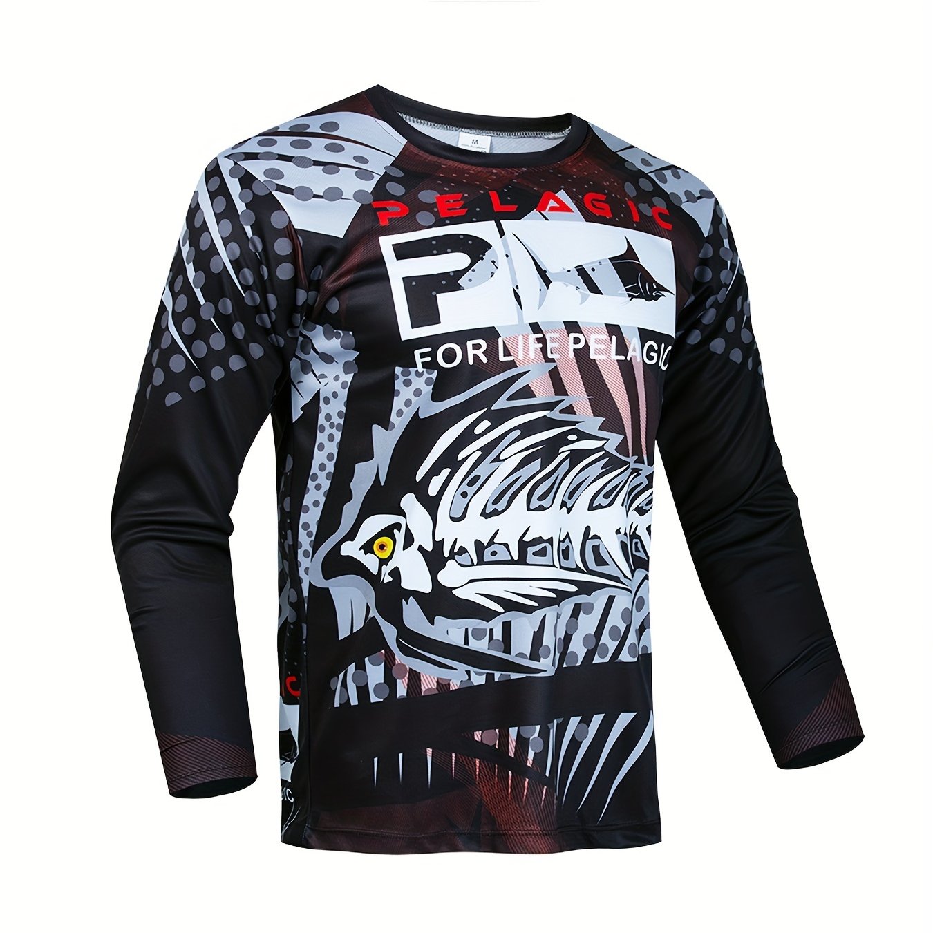 Fish Pattern Men's Long Sleeve V neck Sports T shirt