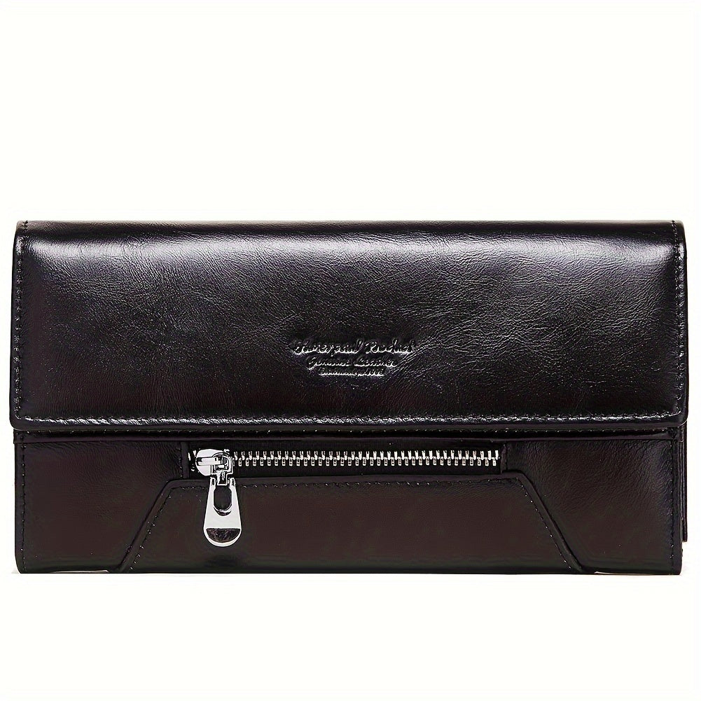HUMERPAUL Women's Leather Wallet RFID Blocking Long Zipper Clutch