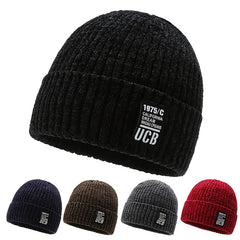 Men's Winter Plush Warm Knitting Hat Cold Proof Letter Hat