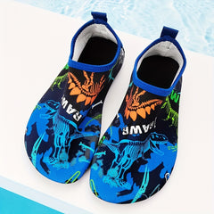 Dino Print Water Shoes for Boys Quick Dry Aqua Socks