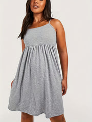 Solid Round Neck Cami Dress
