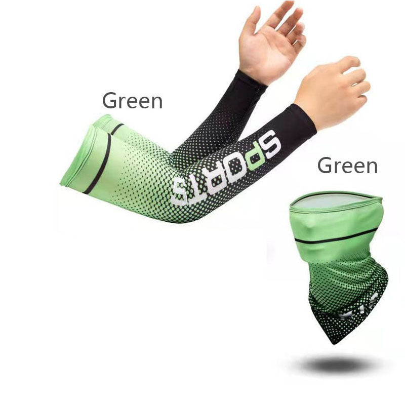 Sun Protective Arm Sleeves and Face Mask Set for Outdoor Sports and Running