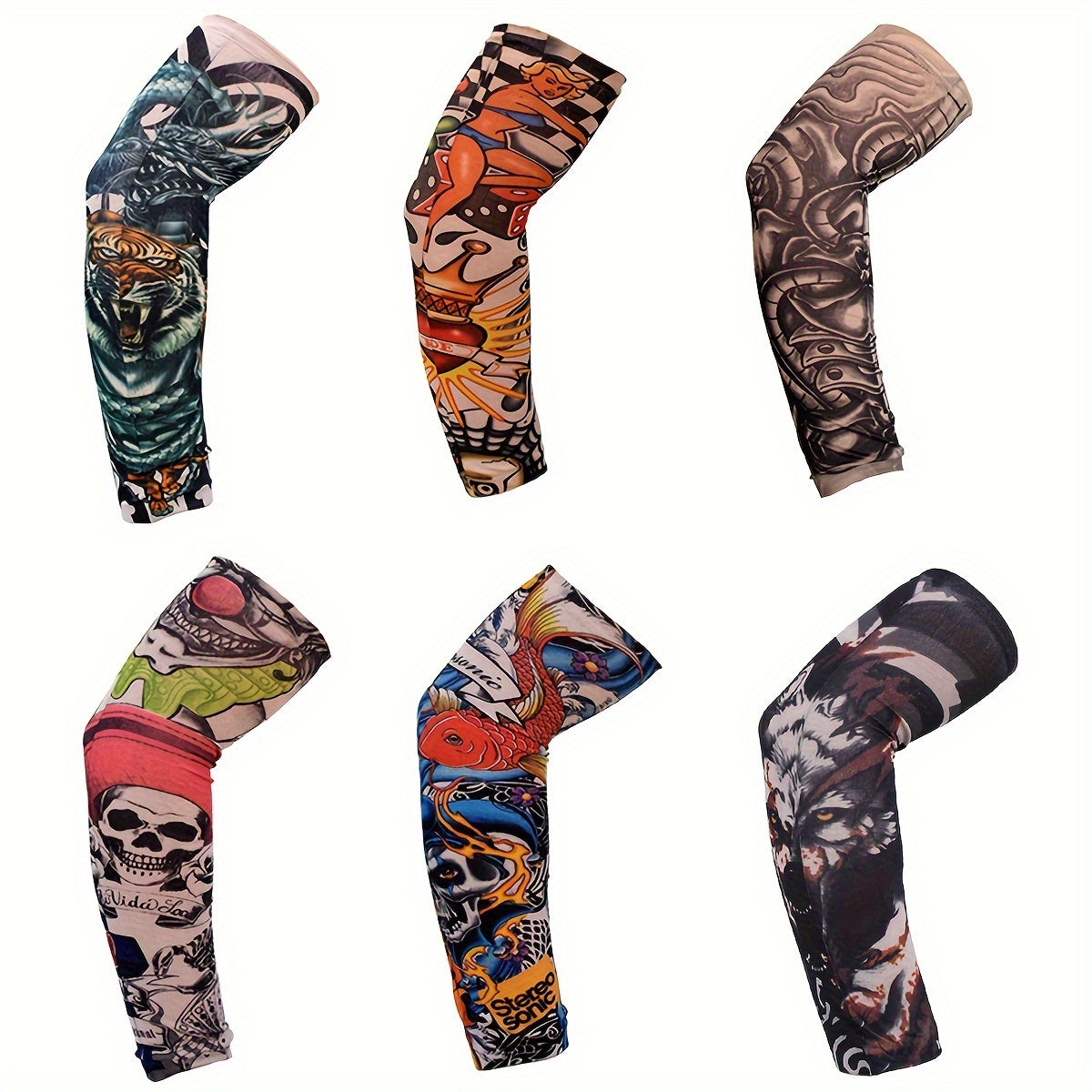 6-Pack Outdoor Tattoo Arm Sleeve Cover for Cycling & Sunscreen