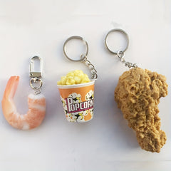 3pcs PVC Simulation Chicken Leg Lobster Popcorn Model Key Chain