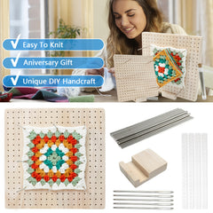 Wooden Crochet Blocking Board Set with Steel Pins and Accessories