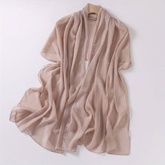 Silver Wire Chiffon Scarf Solid Silky Hijab Lightweight Shawl