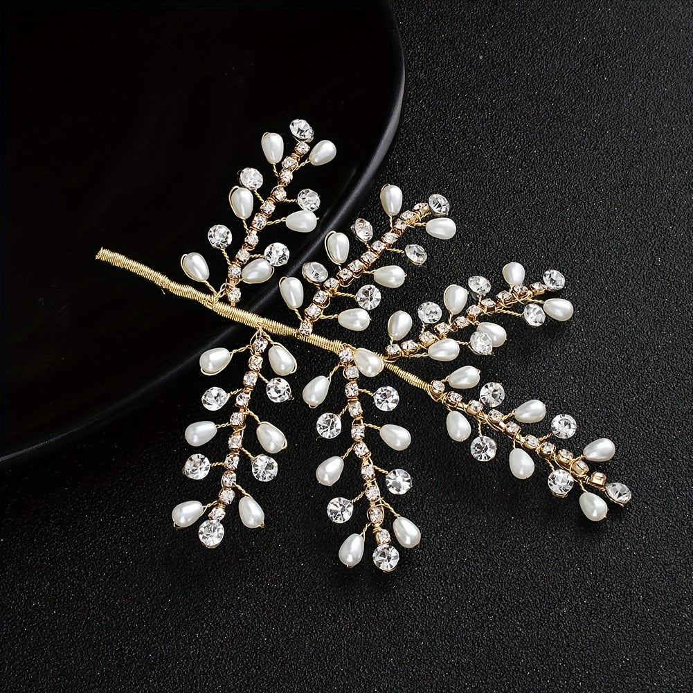 Bride Hair Clip Rhinestone Hairpin Faux Pearl Beads Hair Accessories