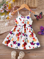 Baby Girl Flower Print Strap Dress