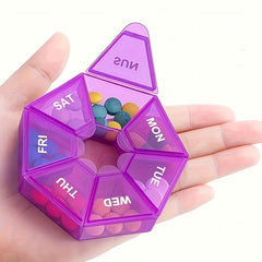 7 Compartment Rainbow Pill Box Weekly Storage Portable Round Container