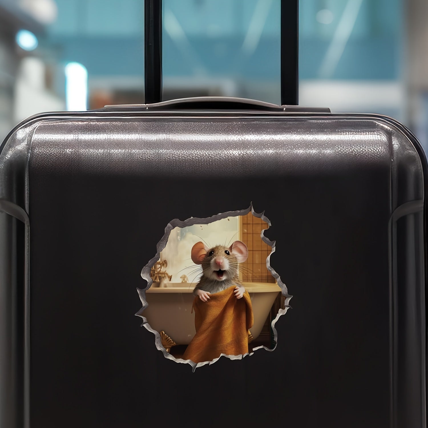 Bathroom Rat Hole Towel Sticker 3D Waterproof Self adhesive Sticker