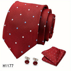 Men's Tie Set Striped Necktie Pocket Square Cufflinks Set