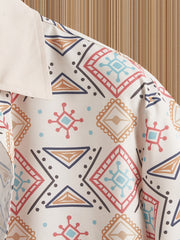 Retro Boho Men's Short Sleeve Lapel Shirt Casual Printed Button Up Tops