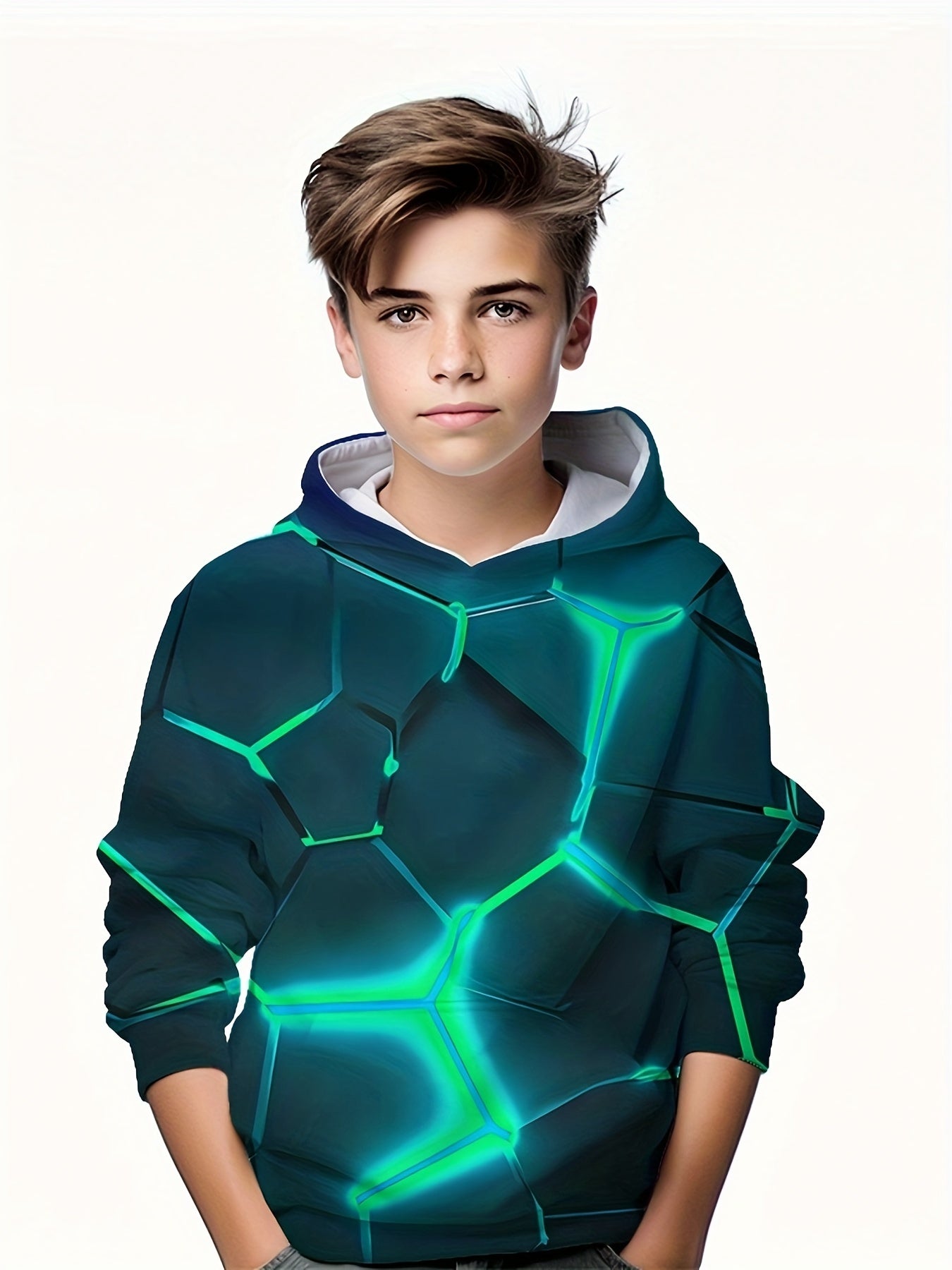 Kids Flame 3D Print Hoodie Hip Hop Sports Casual Tops