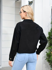 Casual Button Up Jacket with Pockets for Women