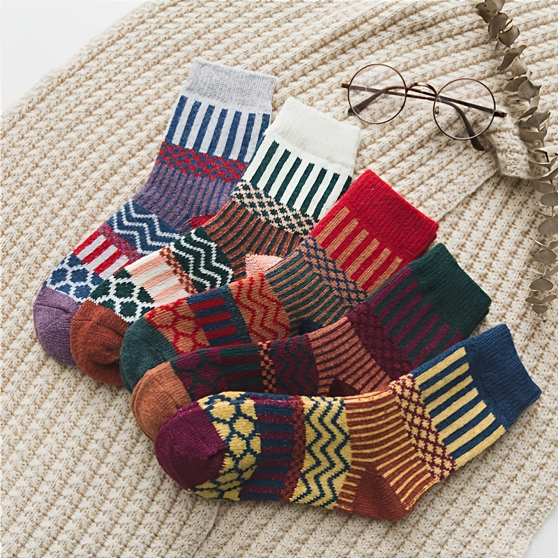 Christmas 5 Pairs Women's Warm Cotton Blend Winter Crew Socks