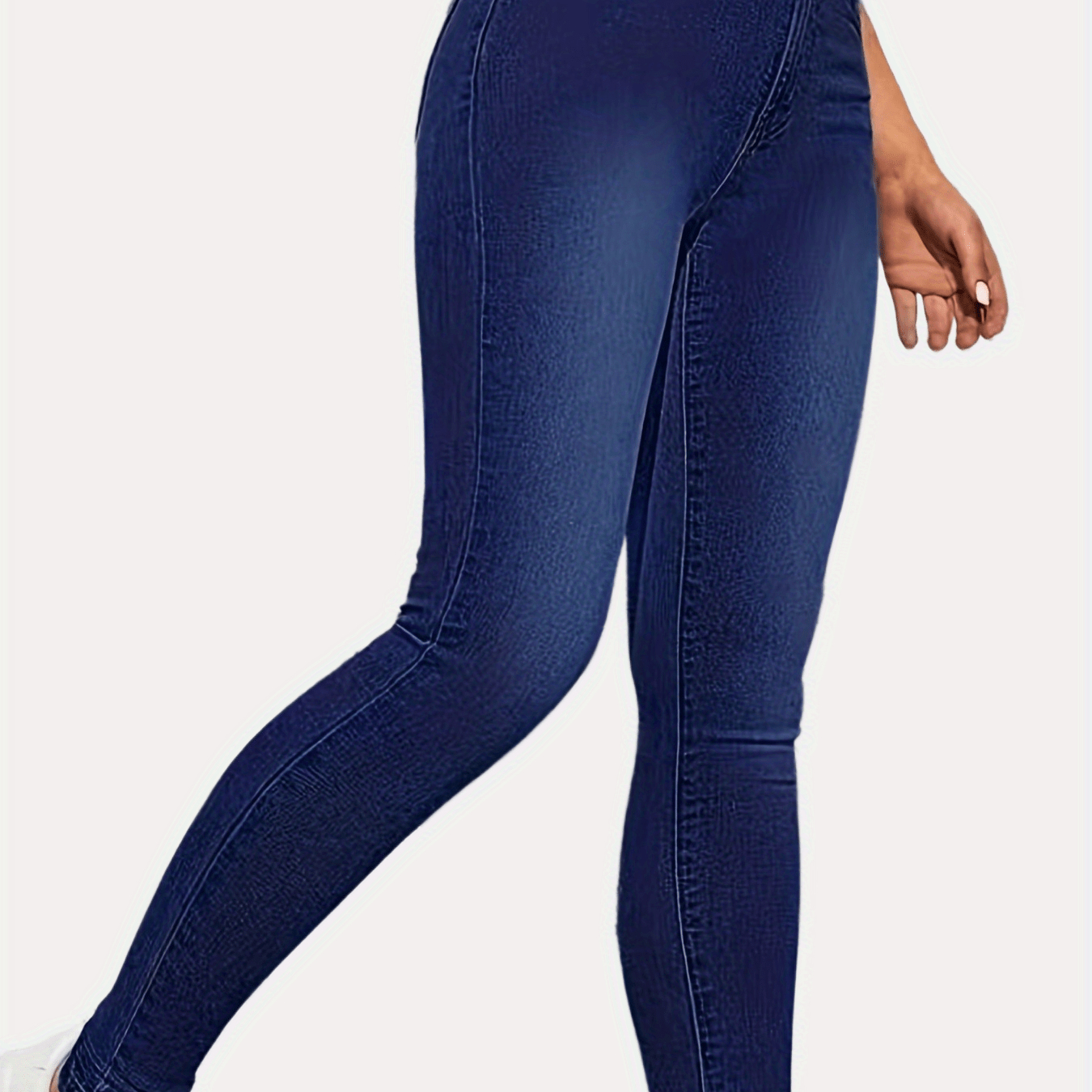 High Rise Skinny Jeans Solid High Stretch Denim Pants
