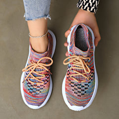 Colorful Mesh Breathable Woven Shoes Lightweight Running Shoes