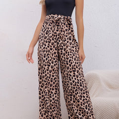 Leopard Print Wide Leg Jumpsuit Casual Women's Clothing