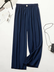 Wide Leg Casual Pants Elastic Waist Loose Fit