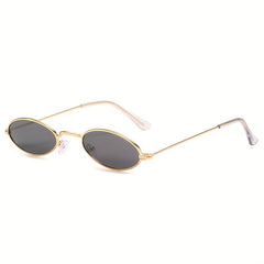 Oval Metal Frame Sunglasses for Women Men Hiphop Tinted Lens UV400