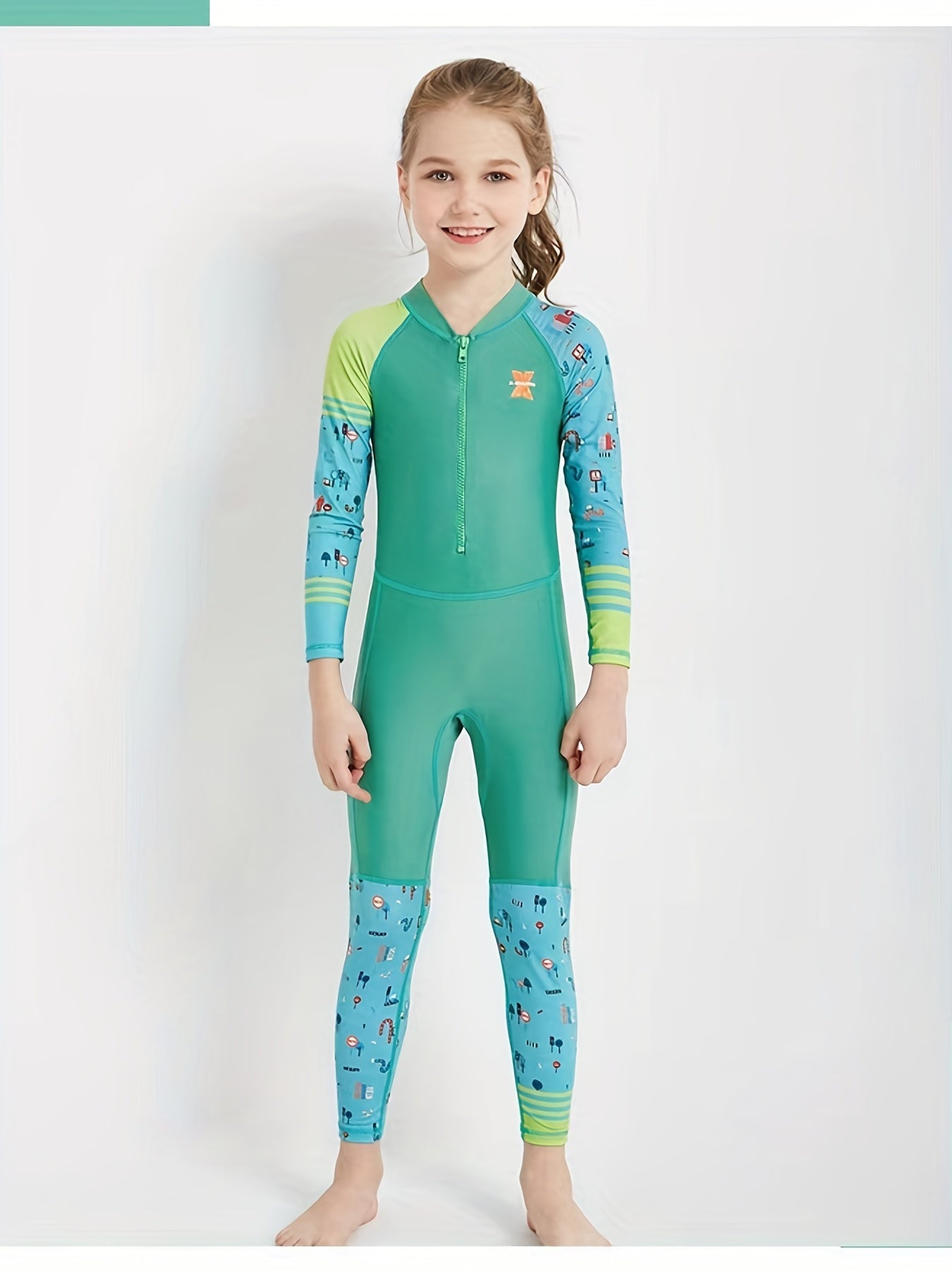 Toddler Boys Cartoon Graphic One Piece Swimsuit Sun Protection Bathing Suit