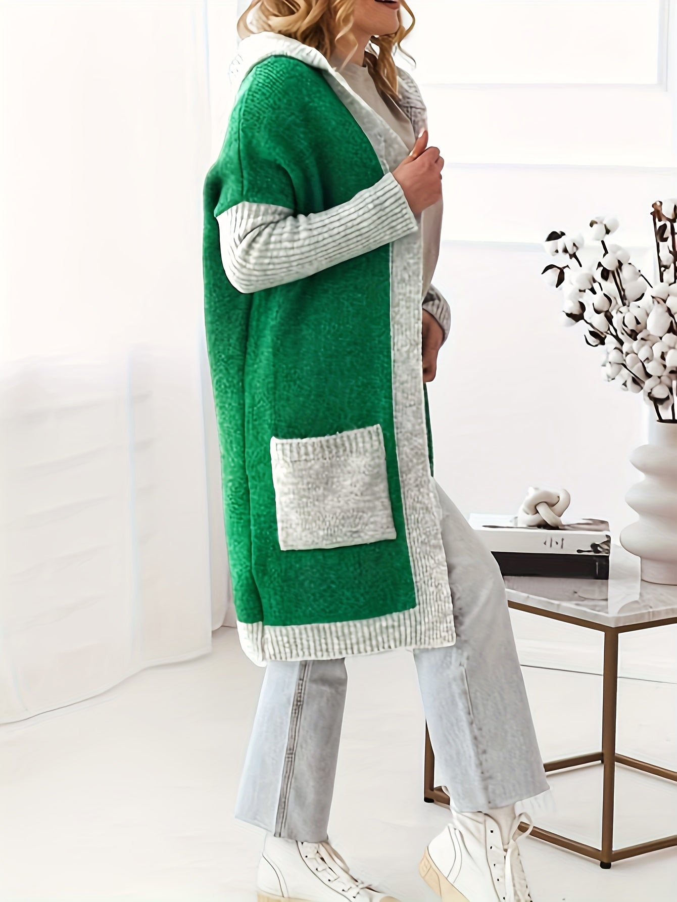 Colorblock Letter & Star Print Hooded Cardigan