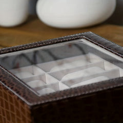 Crocodile Pattern 12-Digit Watch Box Leather Storage Display Jewelry Box