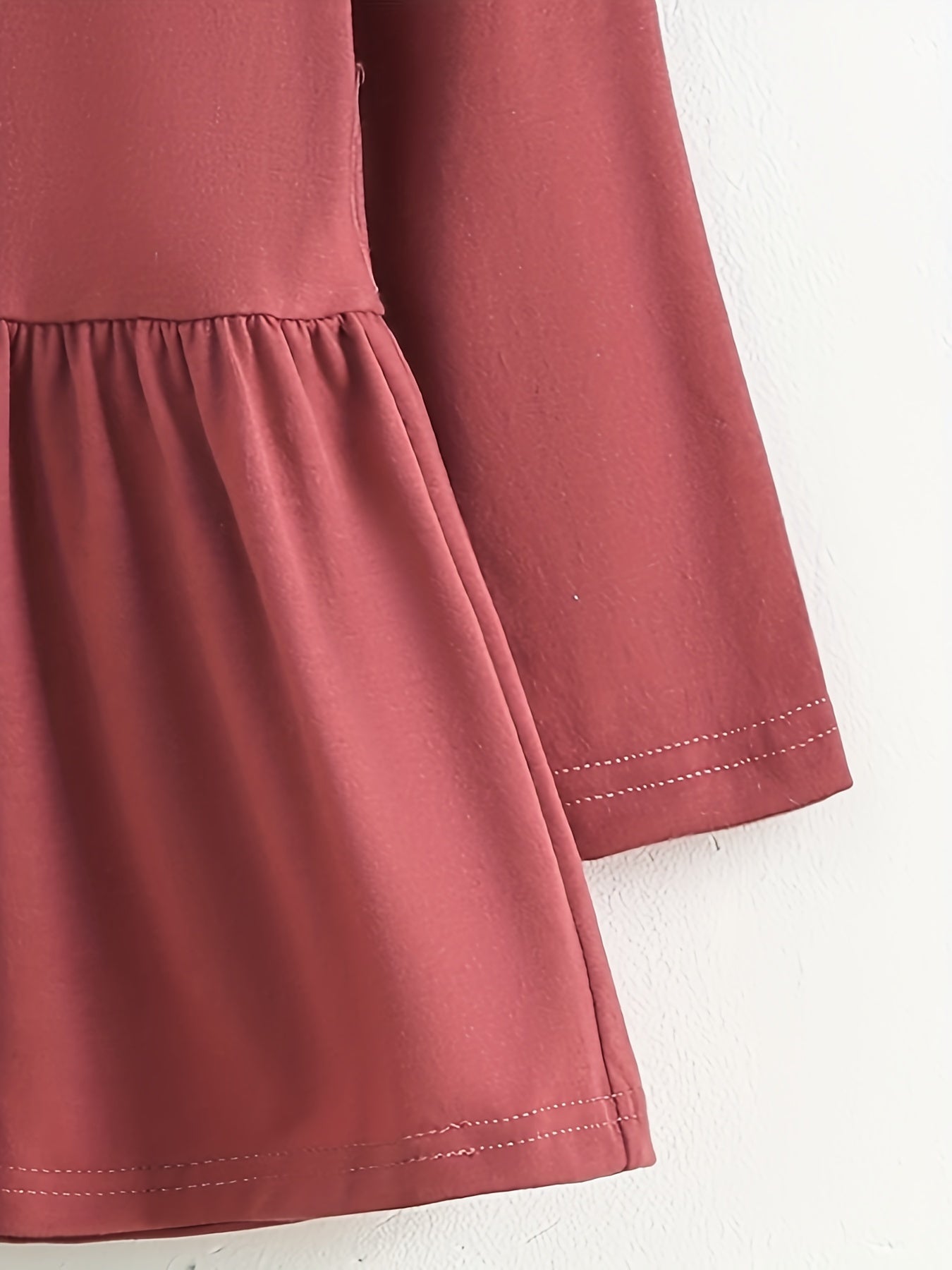 Girls Stand Collar Peplum Top Long Sleeve