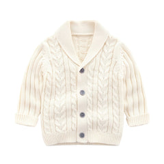 Kids Cable Knit V Neck Cardigan Winter Outwear