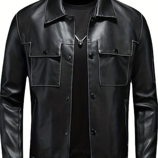 Men's Lapel Button Up Jacket for Outdoor Activities