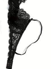 Lace Push Up Bra Scallop Trim Comfy & Breathable Women's Lingerie